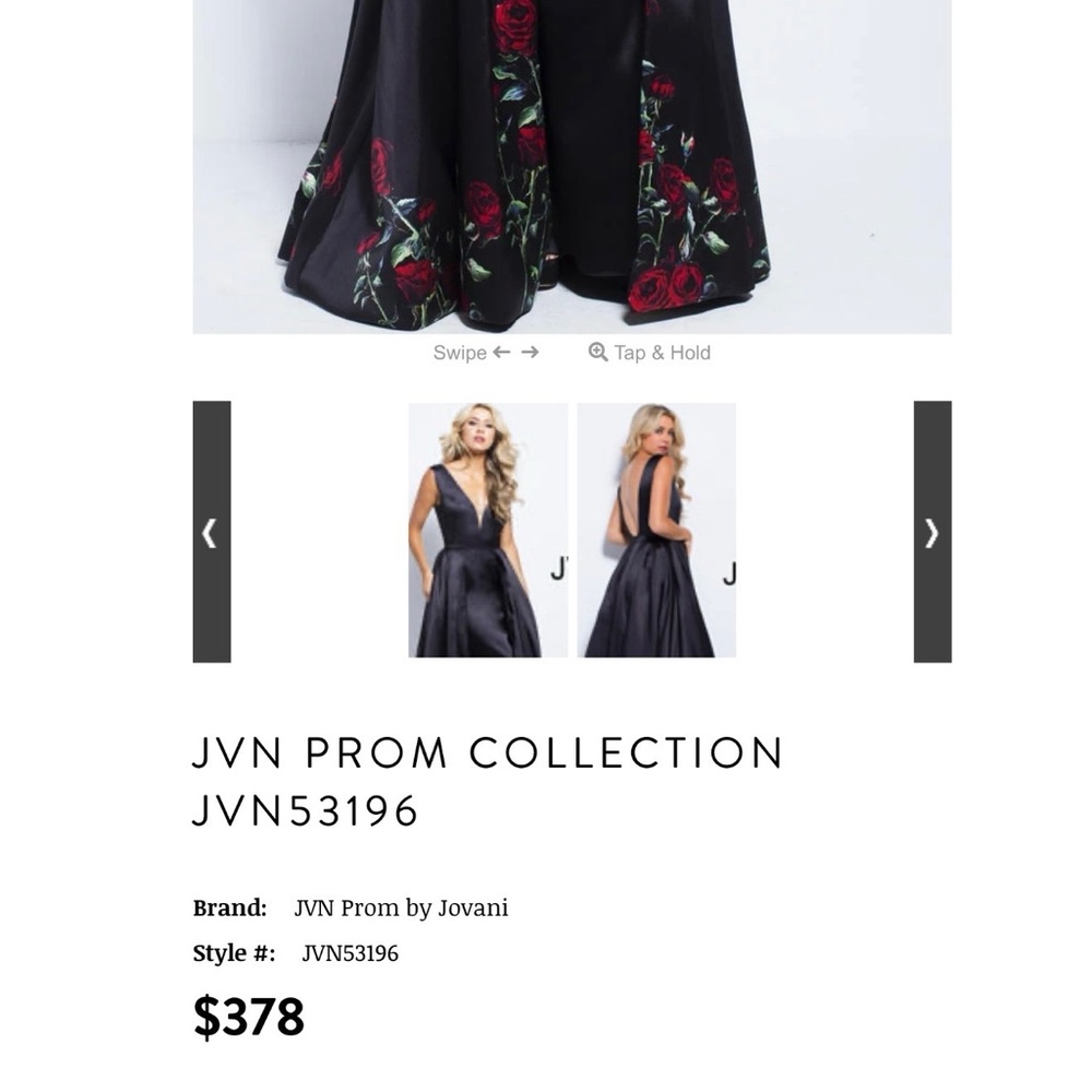 Jovani Black Satin Dress with Bright Red Accent